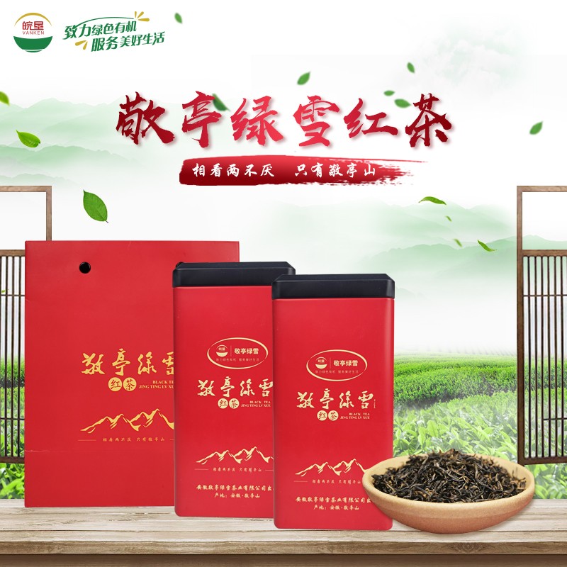 皖墾敬亭綠雪紅茶2021年一級新茶鮮嫩芽葉50g/罐